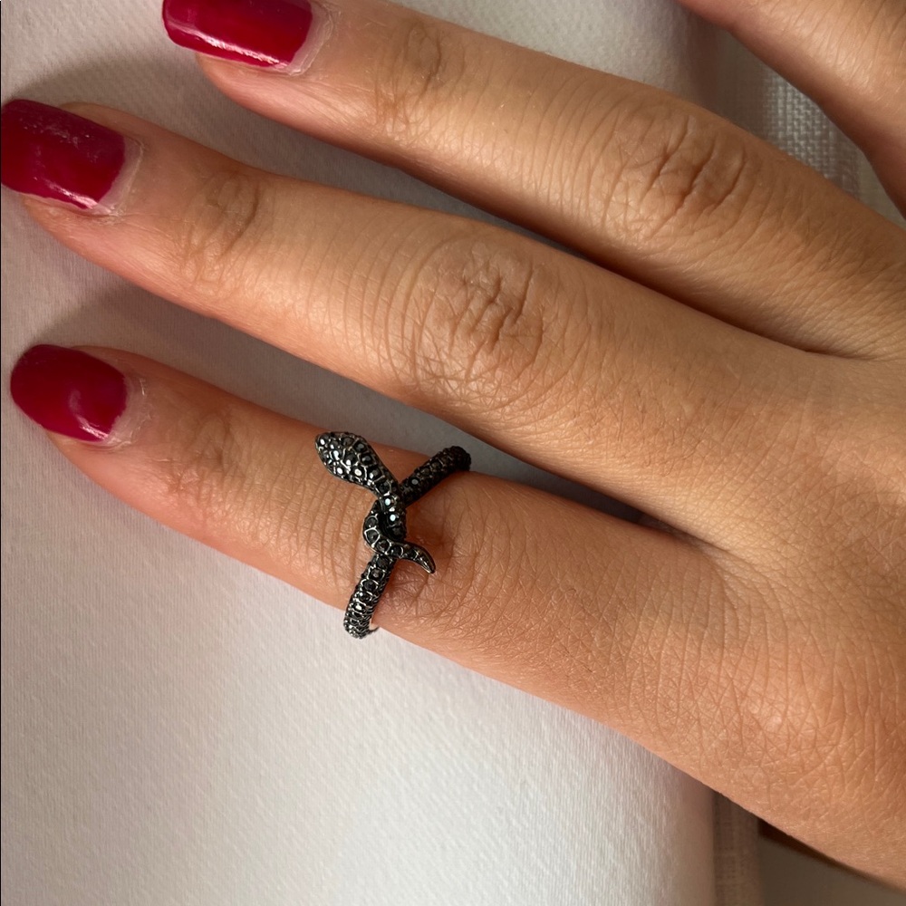 Swarovski Black Crystal Snake Ring